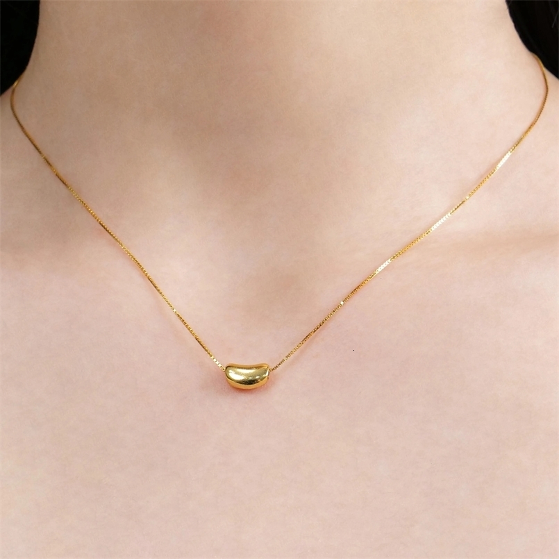 Minimalist bean pendant necklace light simple now autumn and winter style 241106