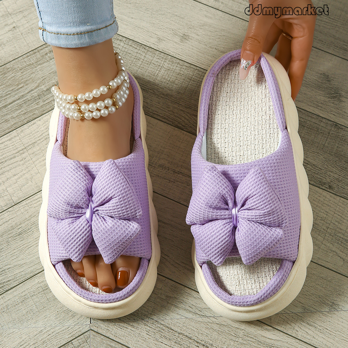 Soft Cushioning Linen for Women, Autumn and Winter Indoor Home 2025 New Style, Warm Fleece-Lined Thick Sole Non-Slip Cotton Slippers ddmymarket