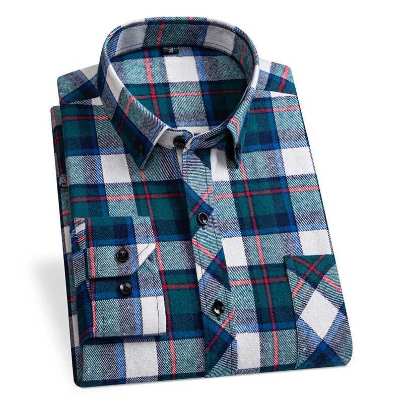 2025 100 Cotton LongSleeve Shirts For Men Slim Fit Casual Plain Checked Shirt Pockets Tops Designer Elegant Clothes 5XL6XL X250925