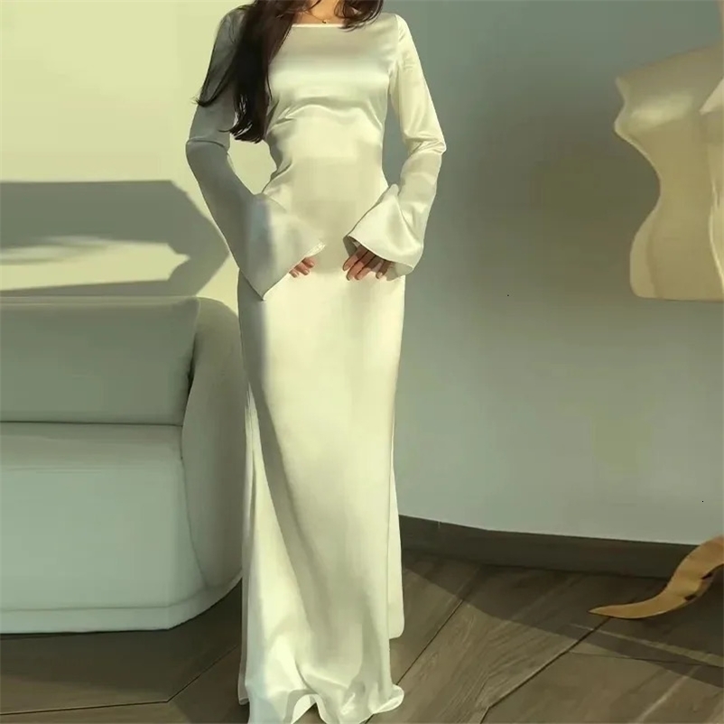 Women Elegant Sexy Bodycon Mermaid Dress Flare Sleeve Spring French Vintage Strap Robe Korean Female Solid Long Vestidos 240318