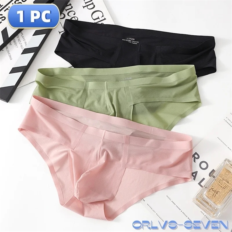 1 piece of PC mens underwear ice silk triangle pants for summer cool breathable comfortable seamless and sexy Ushaped invisible shorts dress yy25042