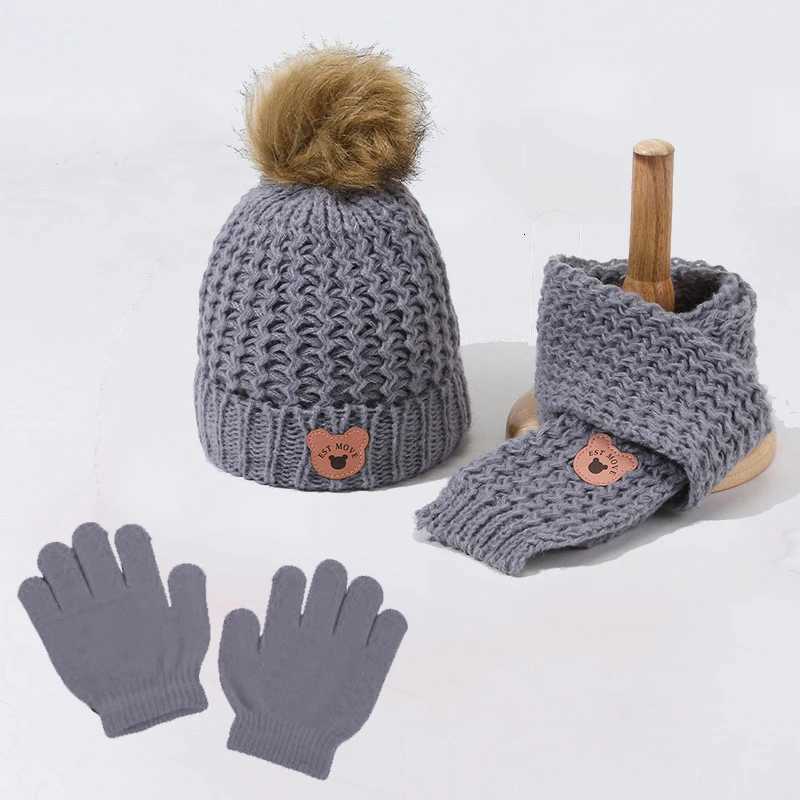 3Pcs Kids Hat Scarf and Snow Gloves Set Winter Knit Warm Soft Outdoor for Boys Girls and Toddlers X250925