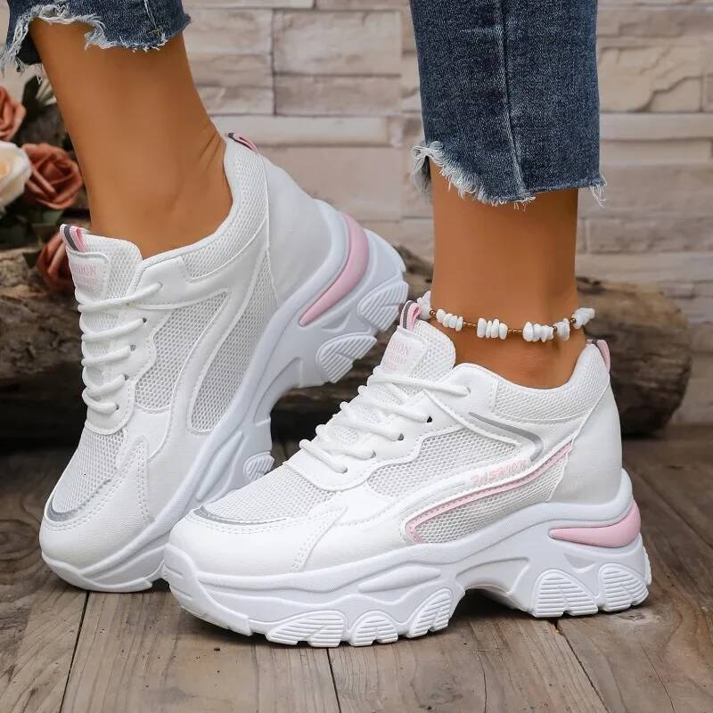 Ladies 2025 New Lace-up Women's Vulcanize Fashion Plus Size Mesh Outdoor Slip-Resistant Comfortable Casual Shoes ddmynov