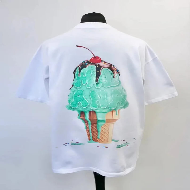 Y2K Summer Harajuku Hip Hop Fashion Cotton Short Sleeve Ice Cream Printed Tshirt Mens Gothic Rock Couple Loose Casual Shirt 240819
