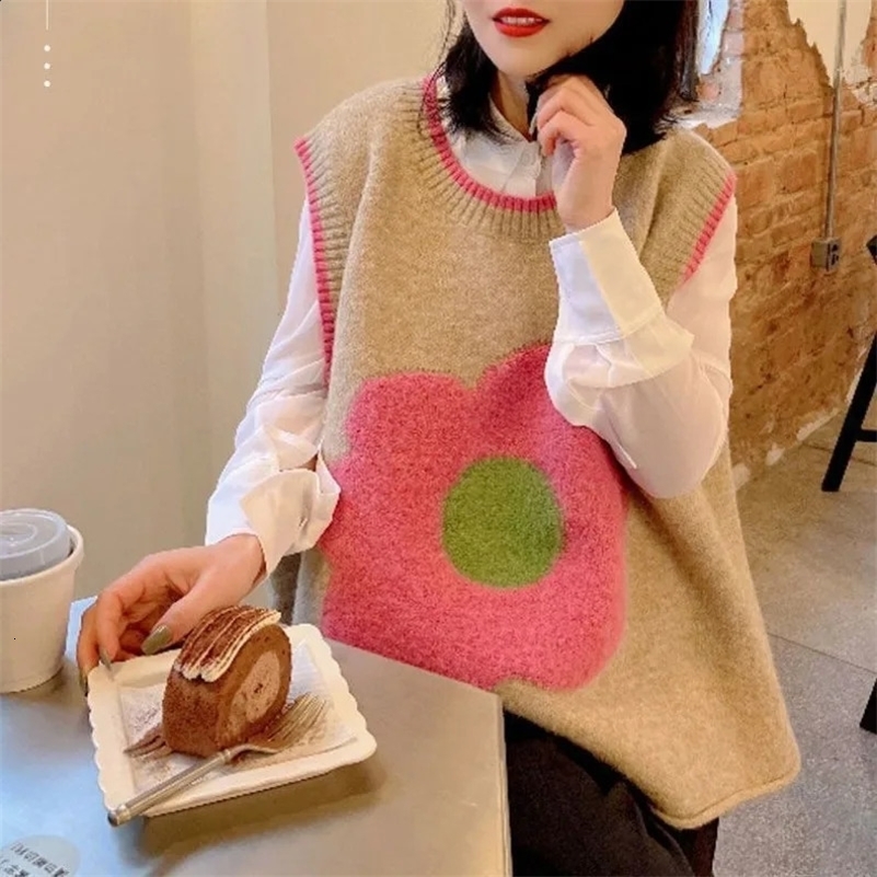 2024 knitted vest womens autumn loose small fresh floral y250318Z
