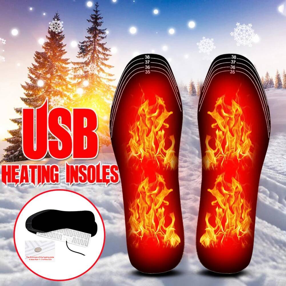 Winter Keeping Feet Warm Shoe Pads Electric Heated Thermal Insoles USB Rechargeable Comfortable Shoes Inserts ddmythur
