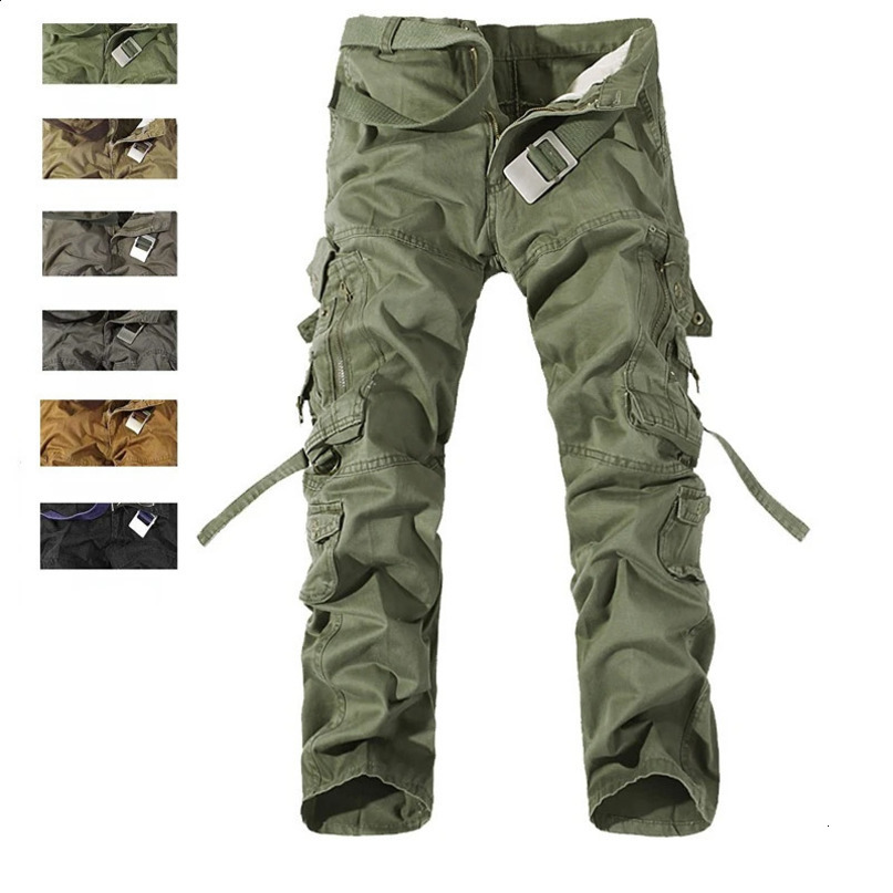 Tactical pants mens multi pocket washing loose cotton casual cargo 240822