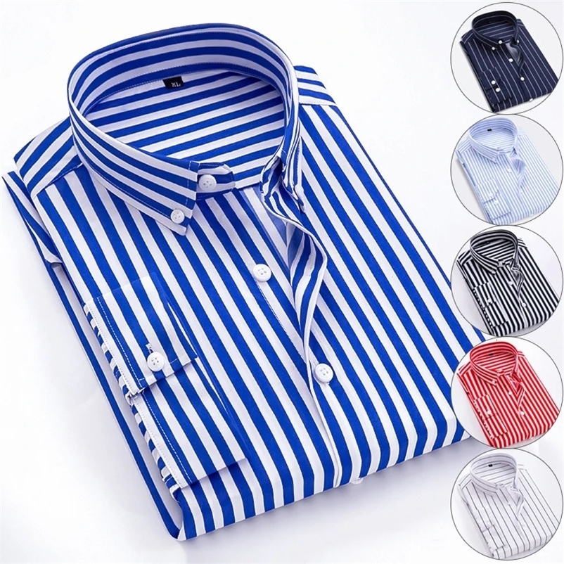 Mens Striped Long Sleeved Shirt Autumn High-quality Fashionable Business Slim Fitting Formal Shirt Winter Thickened Shirt 240518