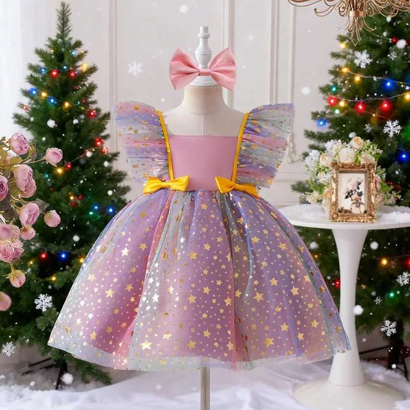 Baby Girls Princess Par Dresses Flower Lace Red Christmas Dress for Kids Cute Birthday Wedding Evening Gown New Year Costume W250925