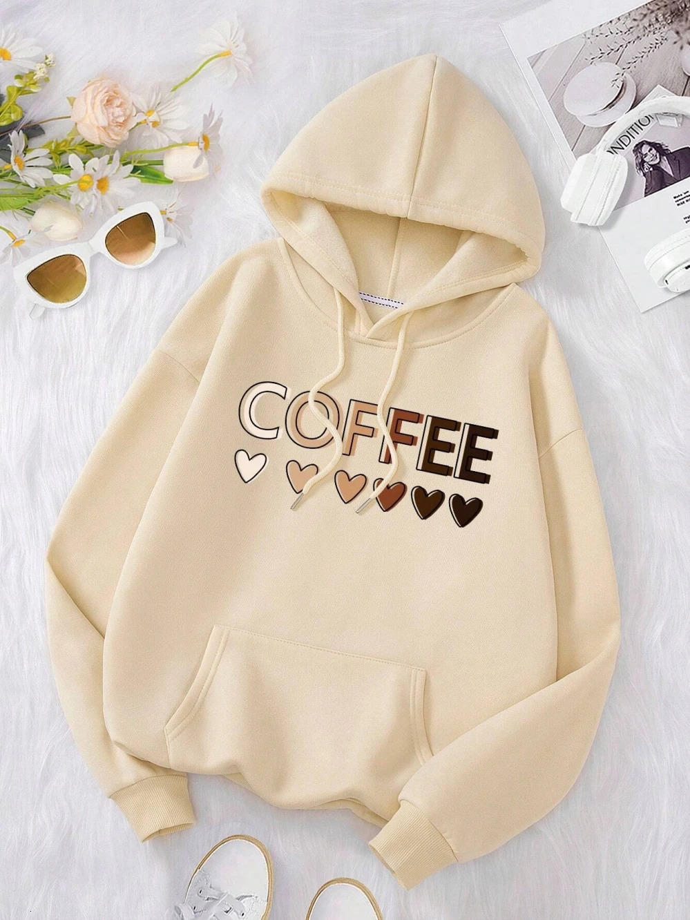 Love Coffee Funny Letter Graphic Printing Hoody Woman Fashion Fleece Sweatshirt Casual SXXL Hooded Autumn Oversized Clothing 250731Y