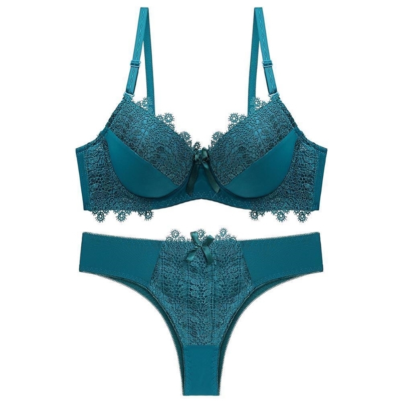 Bras Sets DKERT Sexy Women Push Up Sexy Lace Underwear Bra and Thong Set Female Bra and Panty Set 230426