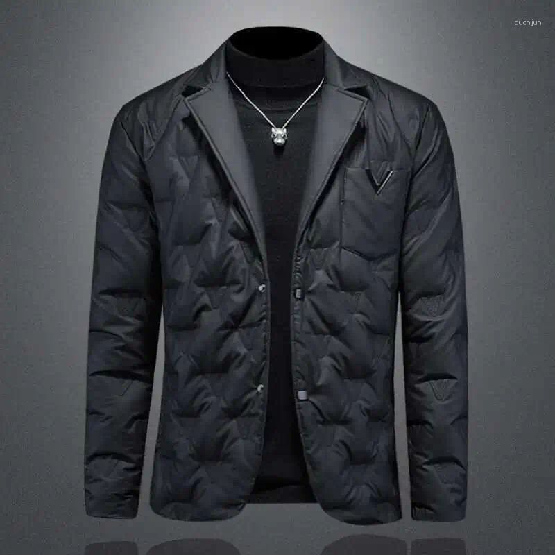 Men's Down Wide-lapel Duck Jacket Men 2025 Winter High Quality Coat Lapel Vintage Black Clothing Kurtka Zimowa