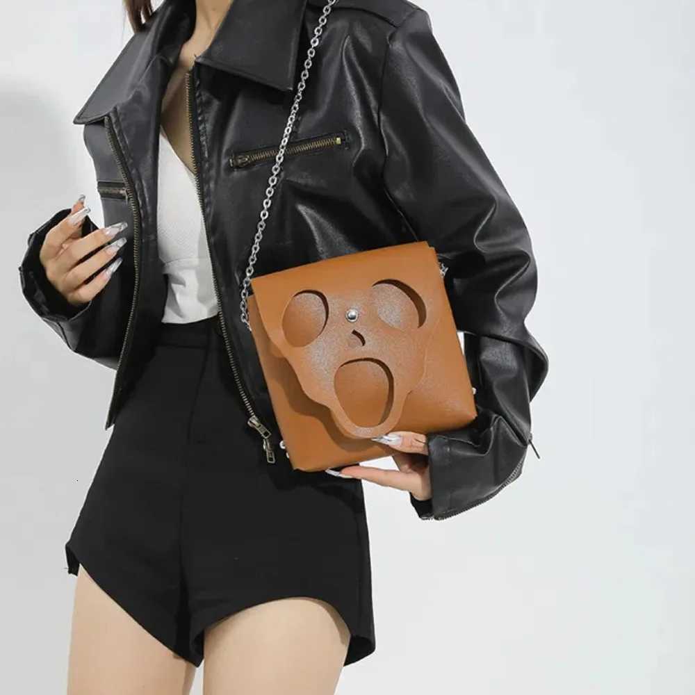 Zipper Skull Ghost Small Square Bag PU Leather Metal Halloween Chain Bags Magnetic Waterproof Crossbody Bag Girls Z250925