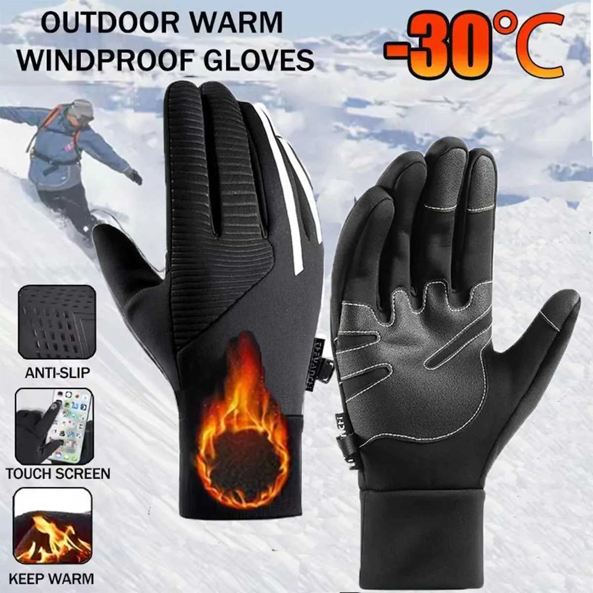 Sports Warm Ski Gloves for Men Women Touch Screen Ski Inner Gloves Bicycle Riding ColdProof Outdoor Glove New Winter Z250925