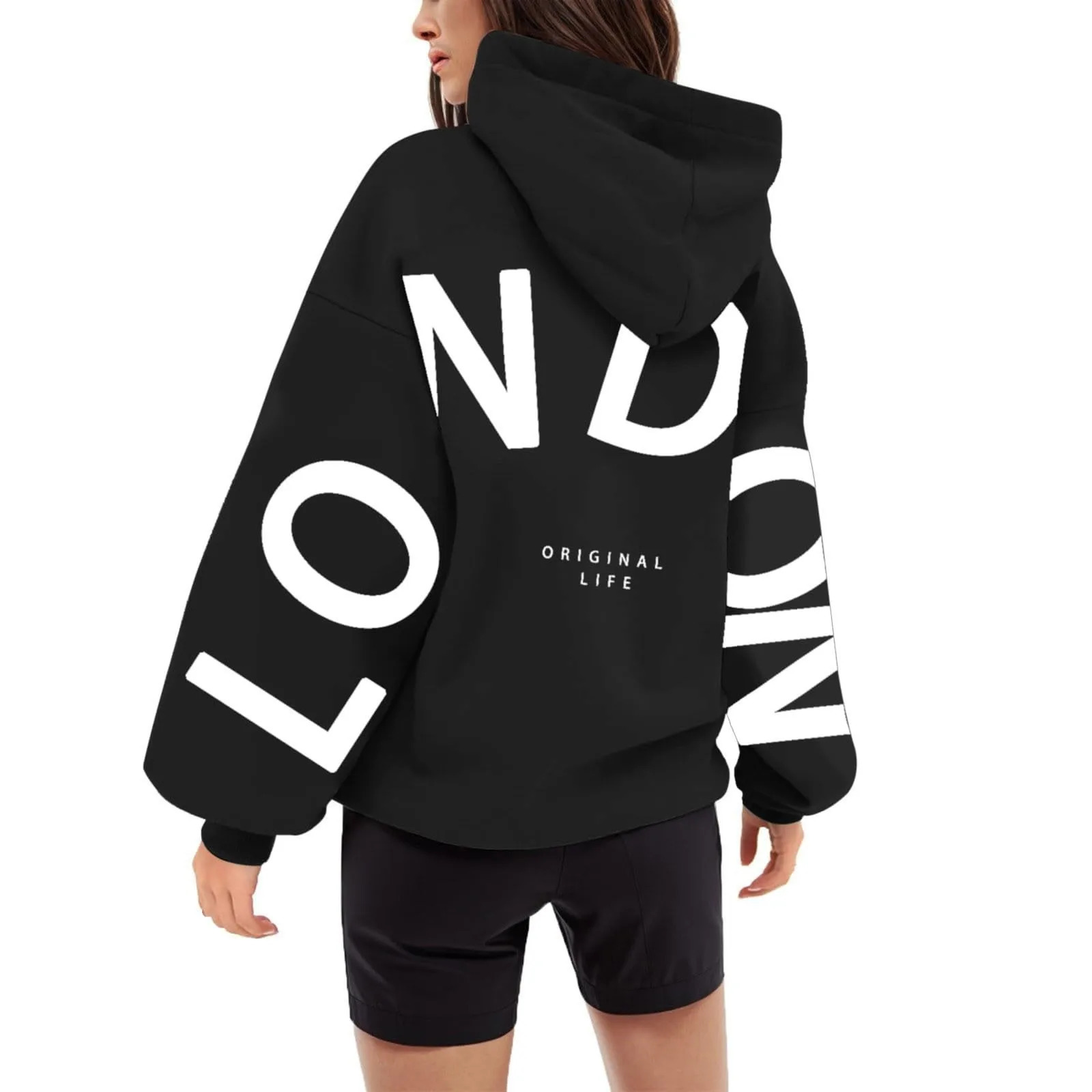 y2k Letter LONDON Printed Womens Hoodies LongSleeve Casual Street Wear 2024 Women Oversized Sudaderas de mujer 250731Y