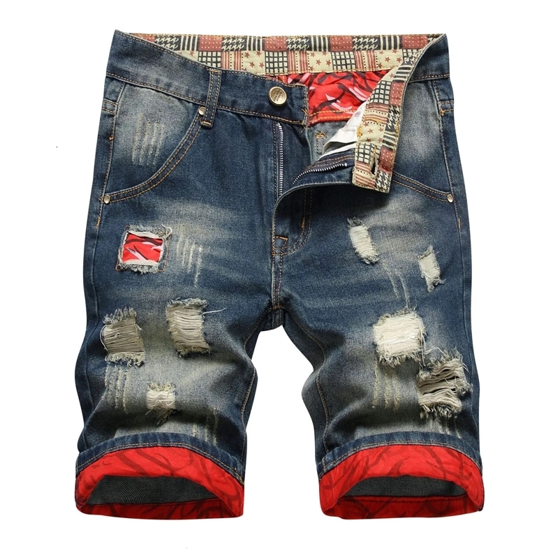 Jeans Shorts For Men Casual Fashion Color Patchwork Shorts Outdoors Beach Daily Work Shorts Vintage Straight Ripped Denim Shorts 240409