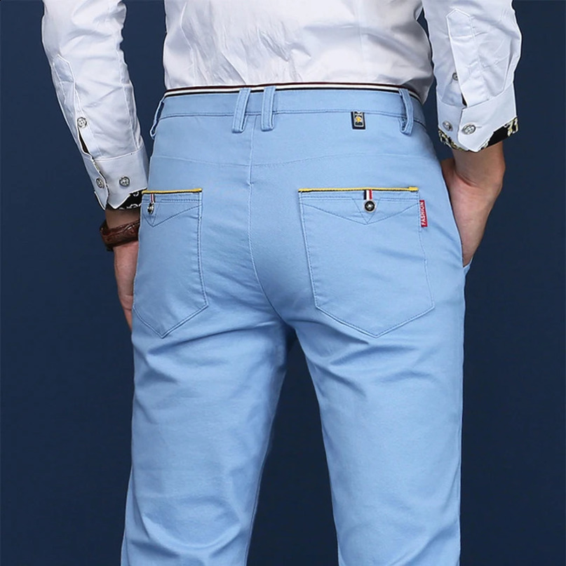 Fashionable mens classic set pants ultrathin solid color pencil sweater business casual Trouser Pantalones hombre 240816
