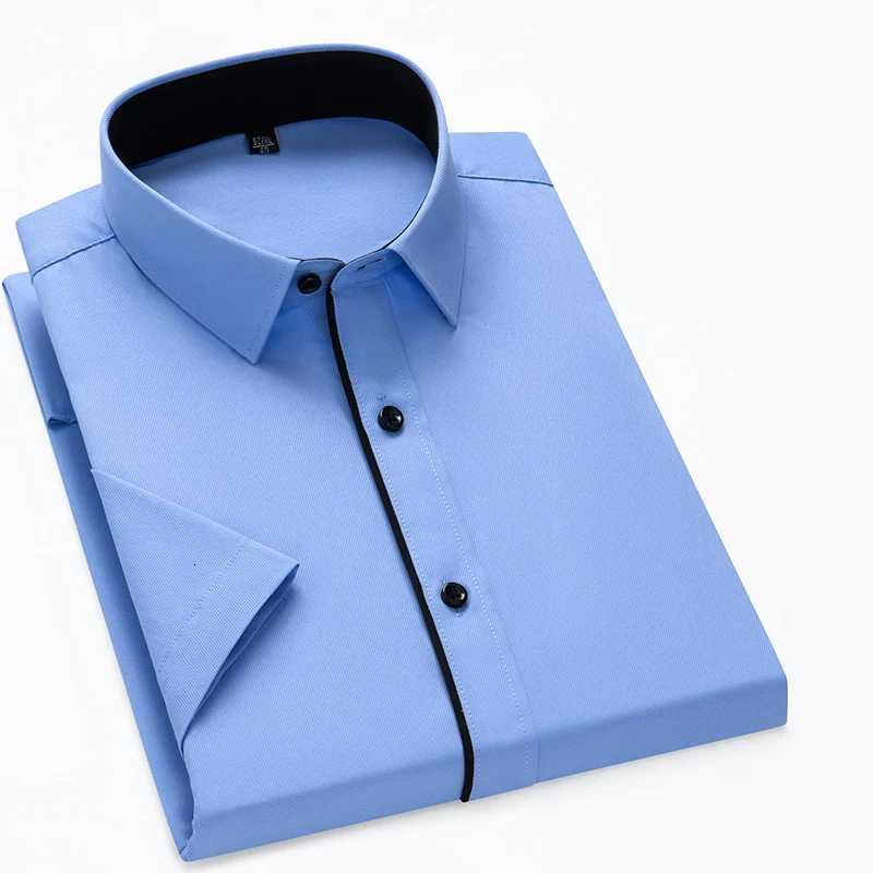 Summer Classic Mens Shirt Short Sleeve Solid Formal Dress Shirts Comfortable Business Social Standardfit Easycare Office Shirt X250925