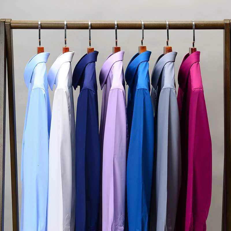 2023 Business Men Solid Dress Shirt Bamboo Fiber Soft Long Sleeve Mens Formal Shirt Casual Noniron Regular FIt Quality X250925