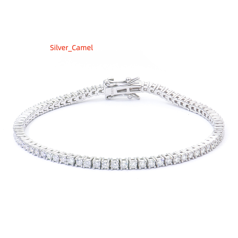 S925 Sterling Silver 2mm D VVS Moissanite Tennis Chain Mossanite Bracelet for Women Men Luxury Jewelry Hip Hop Style