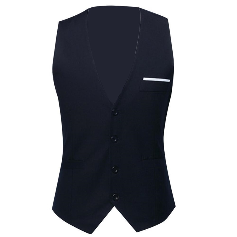 Men's Vests Fashion Office Men Solid Color V Neck Sleeveless Button Waistcoat Slim-Fit Vest 230808