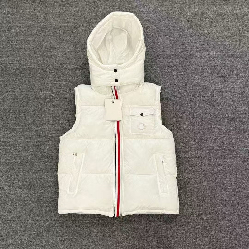 Fashion Designer Mens Jacket Hooded Vest Casual Hoodie Outdoor Warmer Womens Jackets Autumn Winter Windproof Embroidery Badge Cotton Men Sleeveless