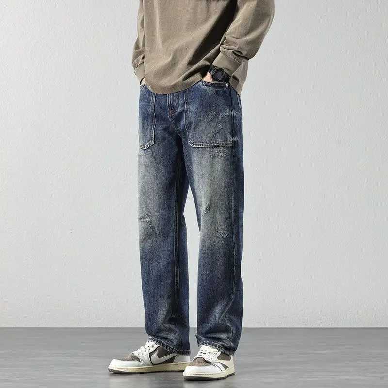 With Pockets Mens Jeans Denim Korean Style Classic Cheap Trend 2025 Stylish Autumn Clothing Straight Trousers Male Cowboy Pants W250925