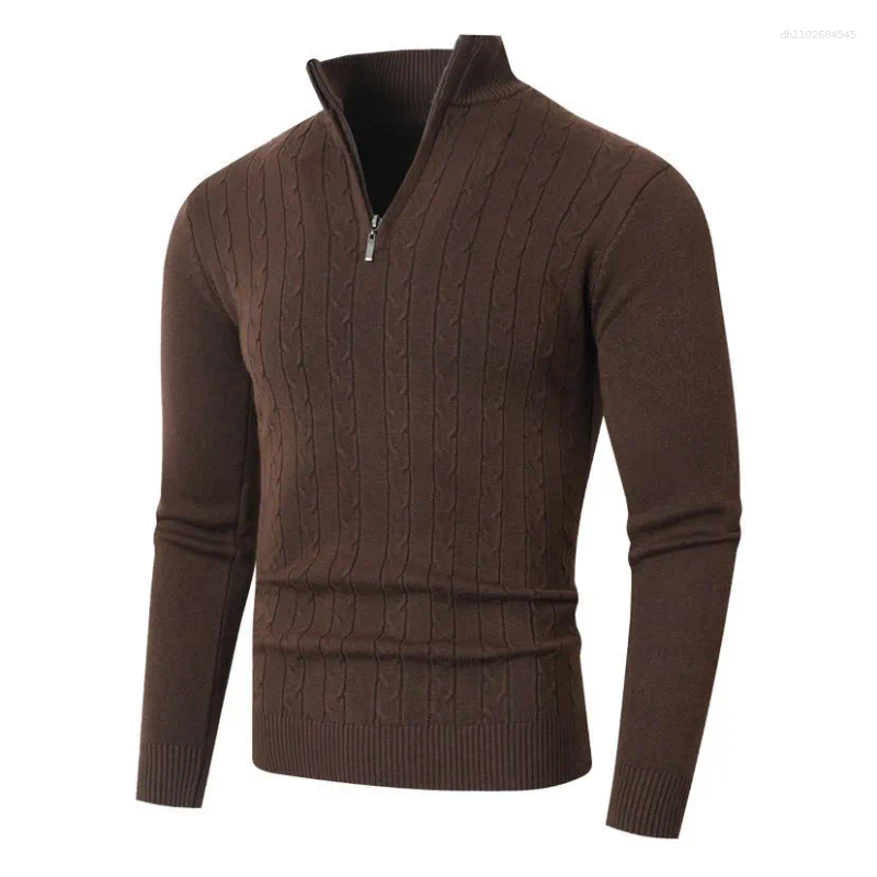 Men's Sweaters Autumn And Winter Sweater For Fashionable Black-flowered Half-zipper Casual Pullover Base Shirt