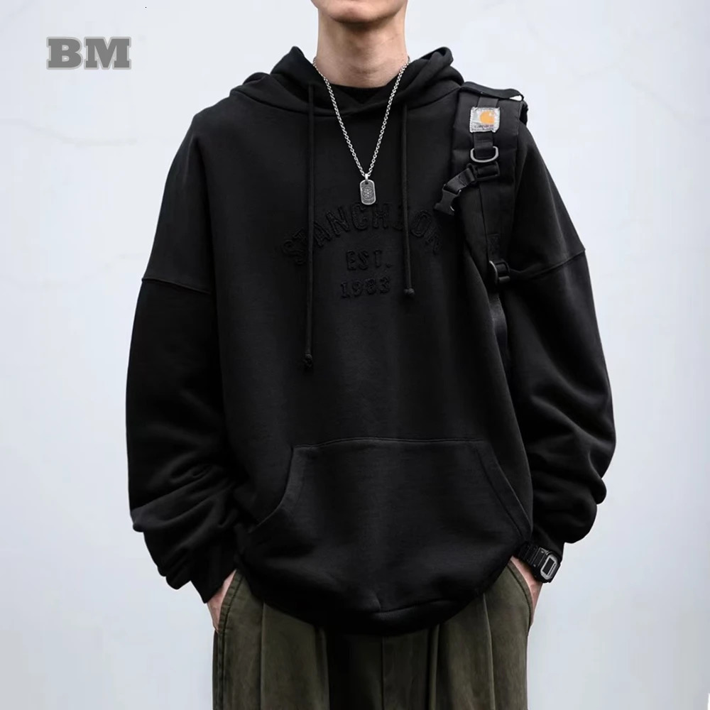Mens Heavyweight Hoodie Garment Wax Washed Distressed Oversized Pullover Cotton Loopwheel High Quality Streetwear Sweatshirt 250731Y