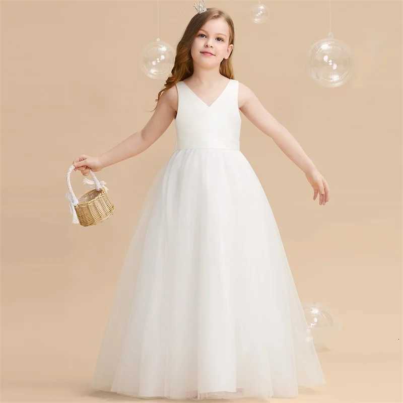 Teenage Girls White Elegant Evening Par Formal Long Gown Kids Backless Big Bow Birthday Dress Bridesmaid Dresses for Wedding W250925