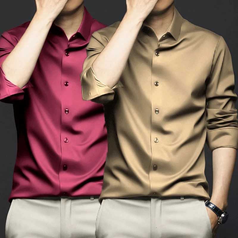 S6XL Luxury Mens Shirt Long Sleeve Non iron Wrinkle Soft Business Formal Dress Shirts Social White Shirt Blouse Male Clothes X250925