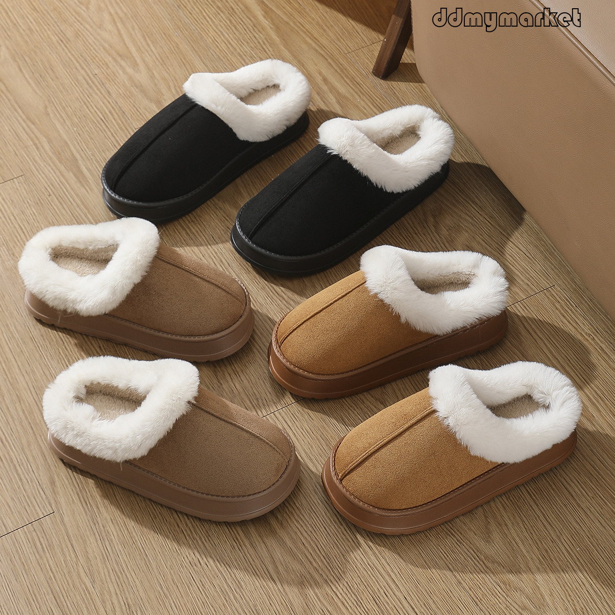 2025 New for Women, Indoor Home Use, Autumn and Winter Suede Fashion Non-Slip Men's Cotton Slippers ddmymarket