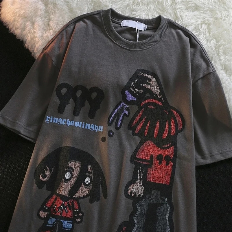 Y2K aesthetics men style oversized loose all match t shirt summer simple style trend couple y2k top men clothing vintage t-shirt 240126