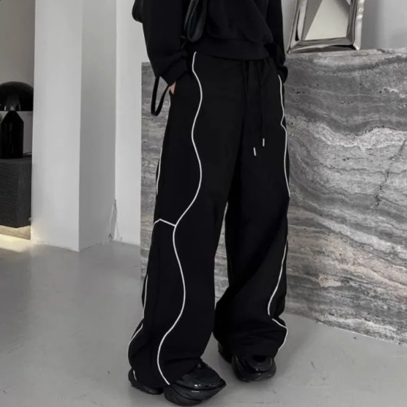 Mens casual pants straight punk black loose pocket mens Trouser clothing plus size polyester retro sales cotton fashion 240816