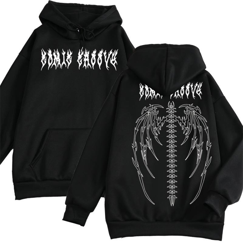 Women's Hoodies Sweatshirts Women Hoodie Y2K Gothic Skeleton Evil Wing Print Oversize Hooded Tops Couple Clothes Hip-Hop Man Streetwear Sweatsh