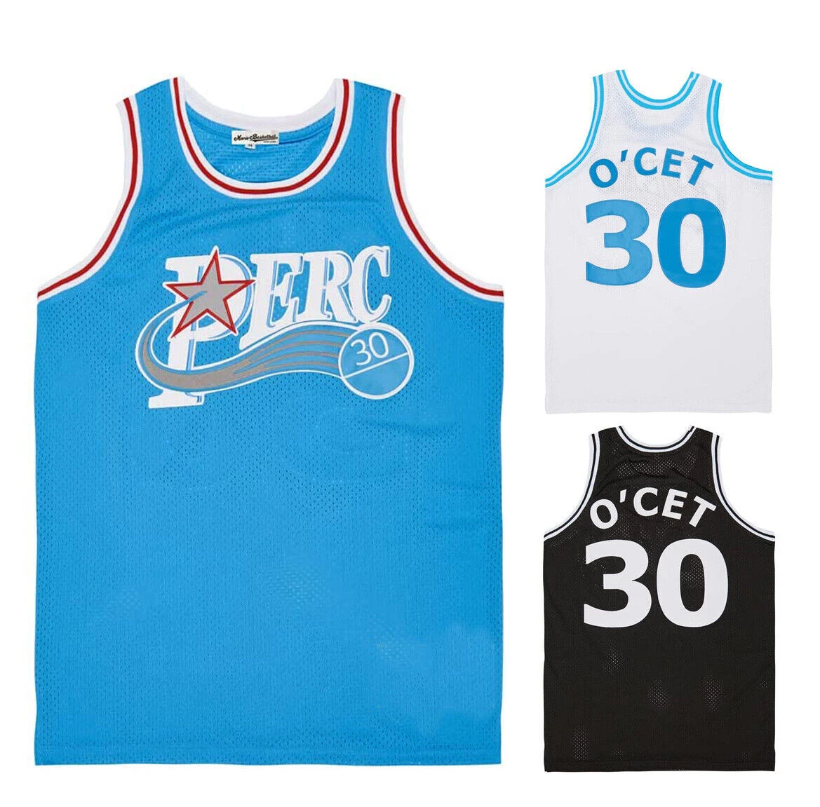 Perc #30 Ocet Basketball Jersey Blue White Stitched Hip Hop Party Workout Shirt