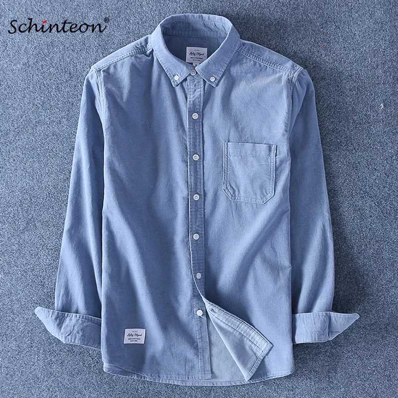 Schinteon Top Quality 100 Cotton Corduroy Shirt Long Sleeves Bottoming Shirt Slim Fashion Brand S4XL X250925
