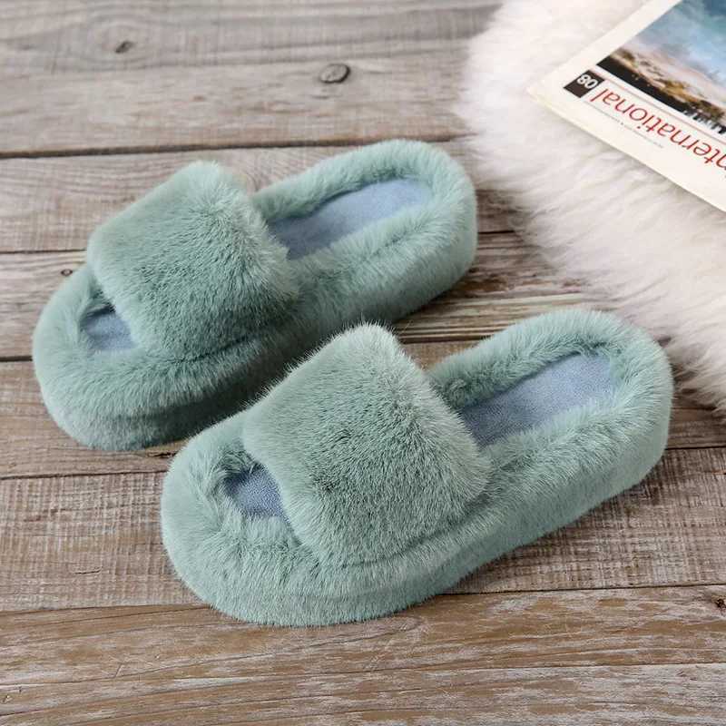 2022 Daughter Quality Luxury e Word Thick Sole Warm Plus Veet Home Women Shoes Plush Open Toe Cott SlippersXJ250925