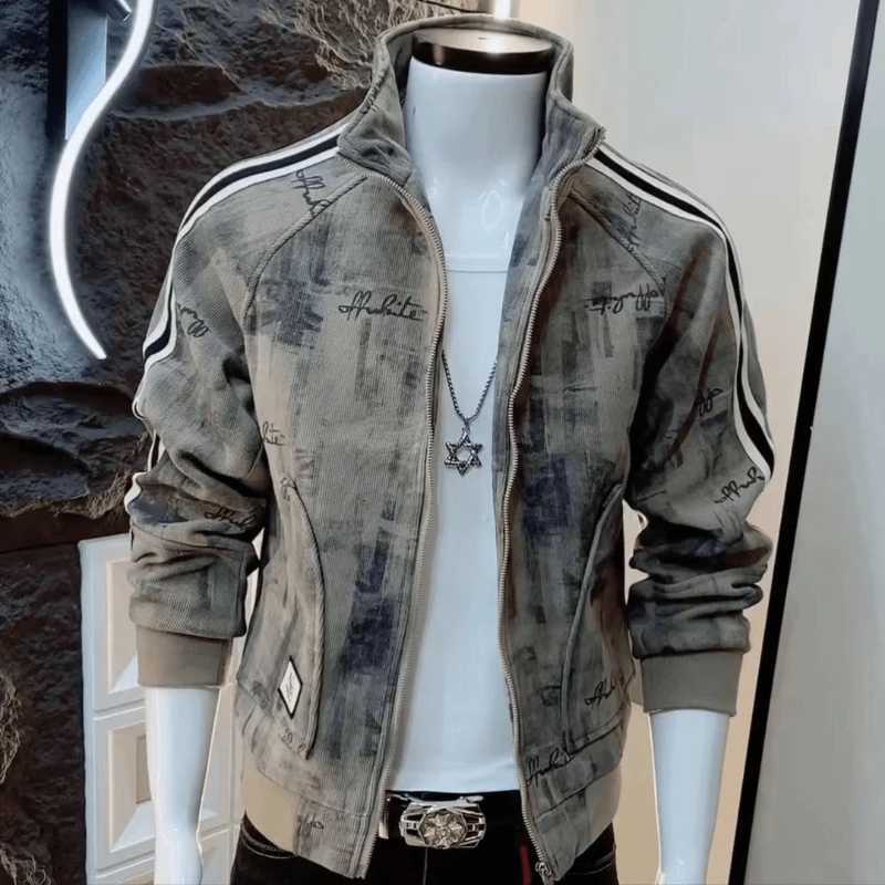 Fashionable Brand Jacket for Mens New Retro Pattern Casual Longsleeved Jacket Niche Handsome X250925