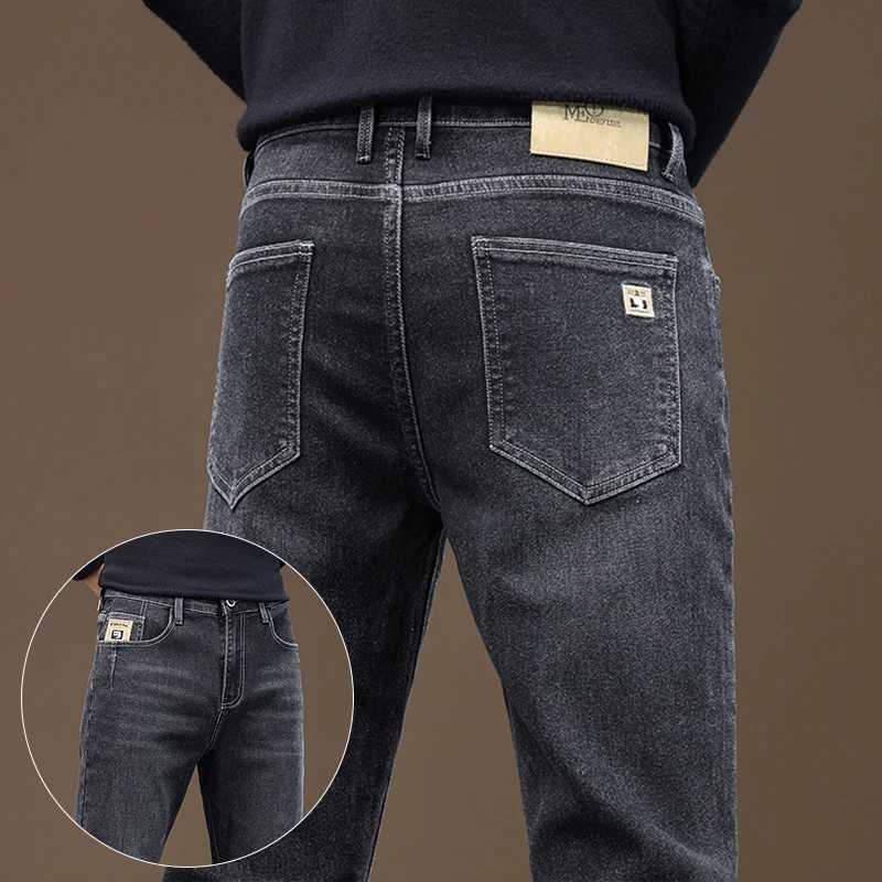 Mens Jeans Brand Spring Autumn Soft Stretch Casual Mens Pants Trendy Slim Fit Small Feet Black Gray Straightleg Denim Pants W250925