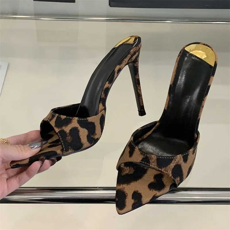 Eilyken Summer Street Style Thin Heels Woman Slippers Sexy Pointed Toe Stripper Wedding Slides Ladies Shoes Zapatos De MujerXJ250925
