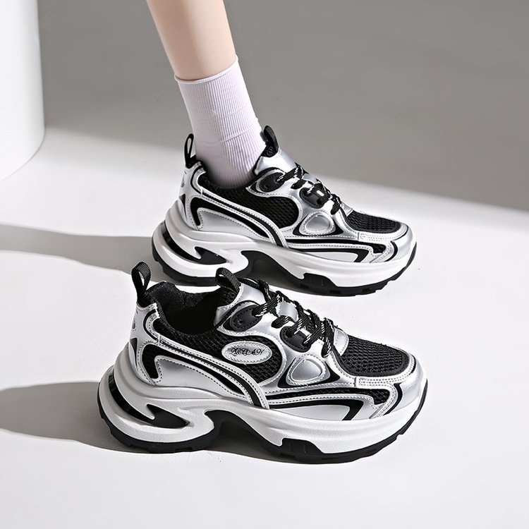 Outdoor Training Chunky Womens Trainers Designer Running Shoes Stylish Black Silver Red Ladies Comfort Breathable Mesh Sneakers Size 35-40