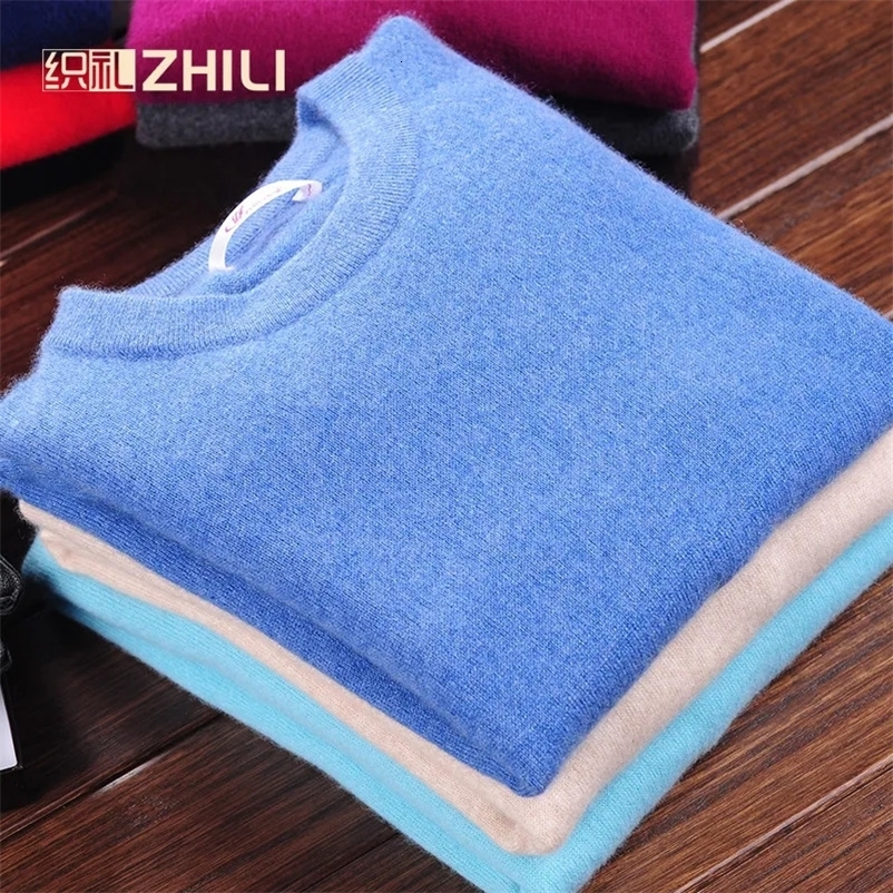 Men's Sweaters Men's Winter O-Neck Business Cashmere Blend Sweater Knitted Pullover Autumn Casual Fashion Soft Long Sleeve Knitwear 100% C