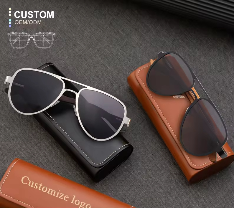 2025 TiktokTrendy Retro Vintage Wooden Temple Sunglasses Men's Double Bridge Polarized Glasses Fashion Metal Sunglasses Sunglasses