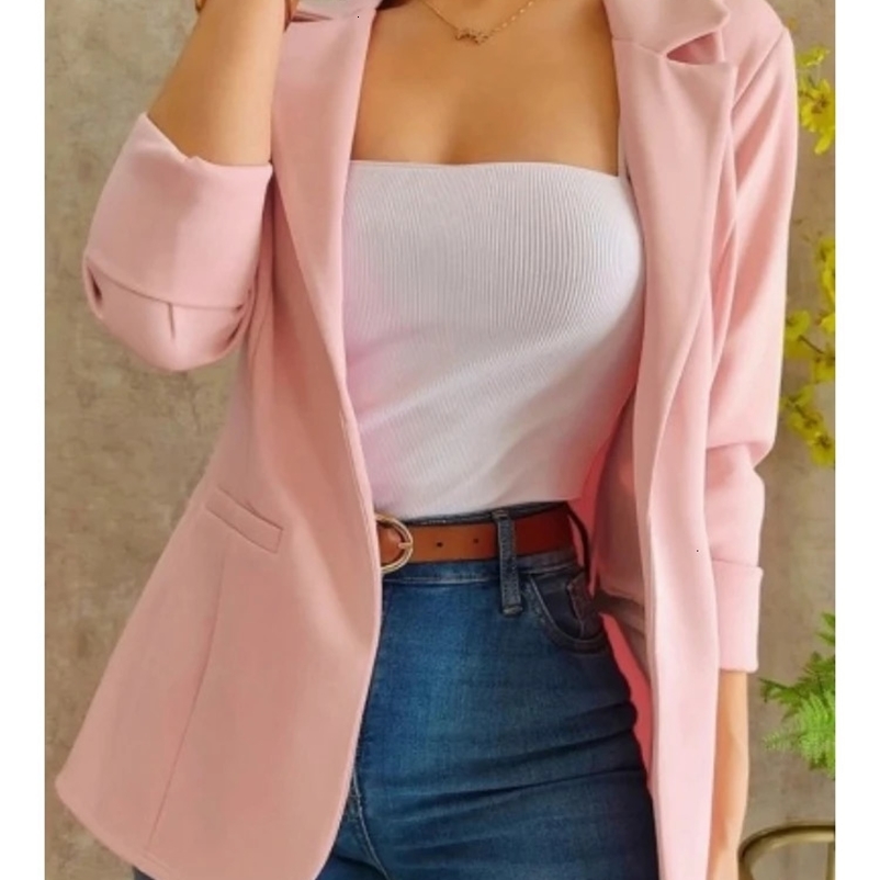 Women Fashion Elegant Casual Solid Blazer Coat Autumn Vintage Formal Business Chic Suit Jackets Female Outerwear Clothes 240229