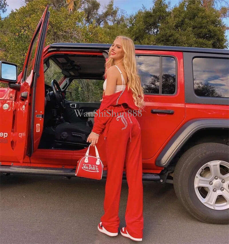 JuicySet Tracksuit 2 Pieces Women's Juicy Cotoure Tracksuit Woman Velvet Ladies Tracksuit Decoration Hoodies And Pants Juicy Coutures Tracksuit