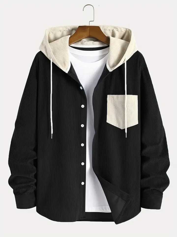 The 2025 new fashion trend spring and autumn corduroy hooded jacket is comfortable and casual for daily commuting for men X250925