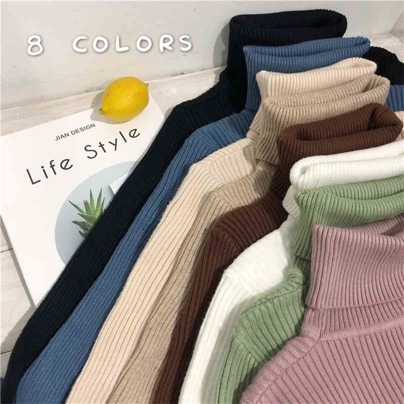 Turtleneck Sweater Womens Autumn Winter Tops Korean Slim Women Pullover Jumper Knitted Sweater Pull Femme Hiver Truien 210917