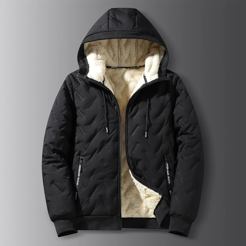 Mens Winter Cotton Coat Thicken Fleece Lining Stand Collar Parka Jacket Men Outerwear Casual Padded Hooded Jackets 7XL Windproof 241105