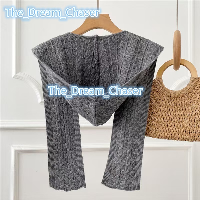 Spring Autumn Knitted Hooded Shawl Acrylic Shawl Cape Casual Solid Color Women Shoulder Knitted KShawl